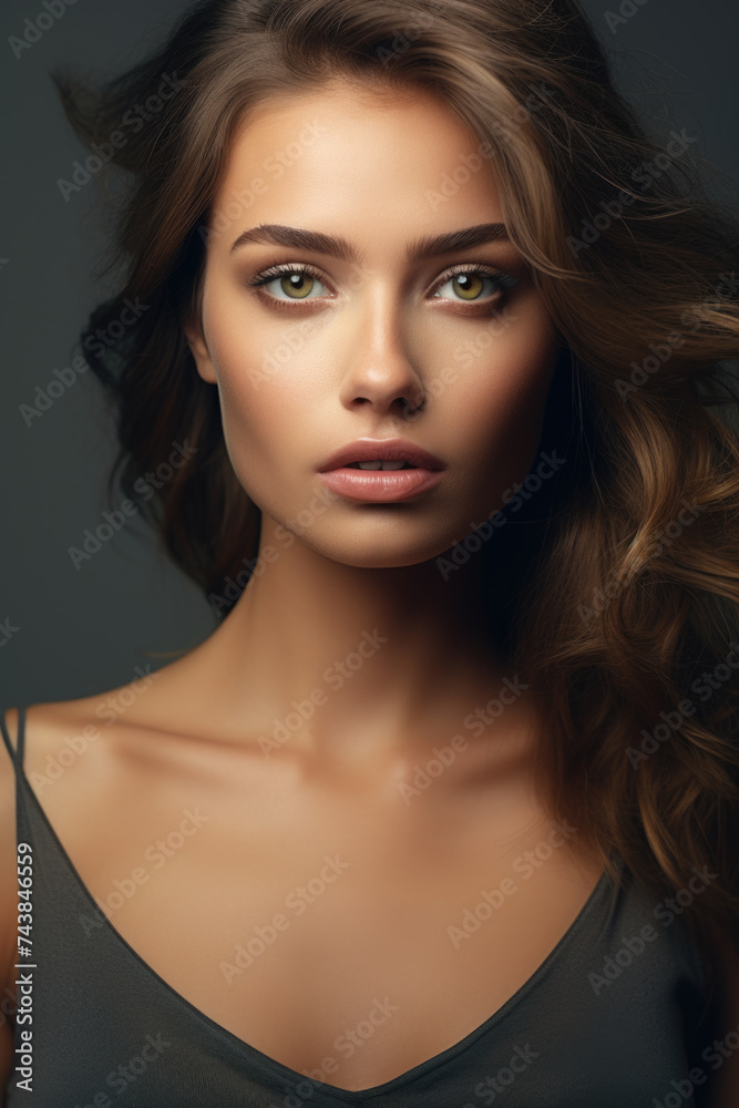 A beautiful young woman with long brown hair, suitable for beauty or lifestyle concepts A beautiful young woman with long brown hair, suitable for beauty or lifestyle concepts