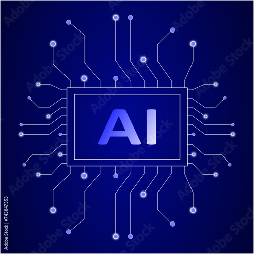 Artificial intelligence circuit line style. Machine learning des