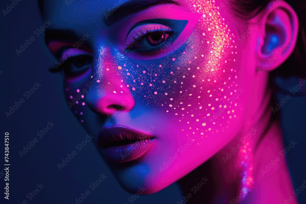 A woman with a glowing face and body A woman with a glowing face and body