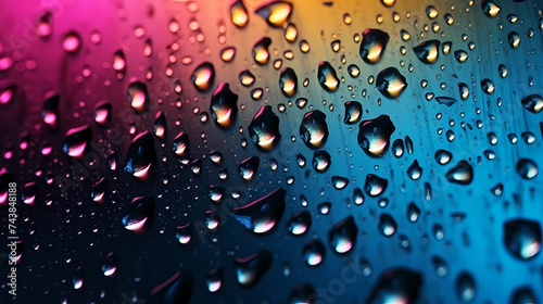 Raindrops on the windowpane with blurry city lights and traffic lights in the background  capturing the essence of a rainy night in the city