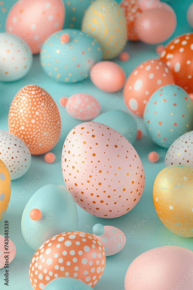 3D Easter egg in blue background