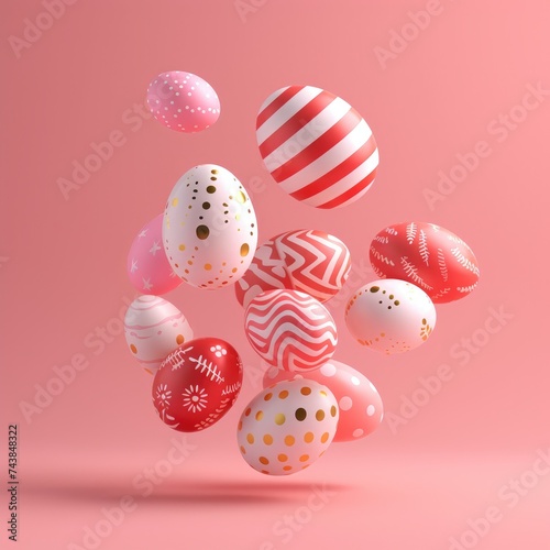 Composition of 3D Easter egg in pink background