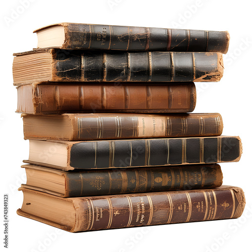 Stack of old books isolated  transparent background white background no background