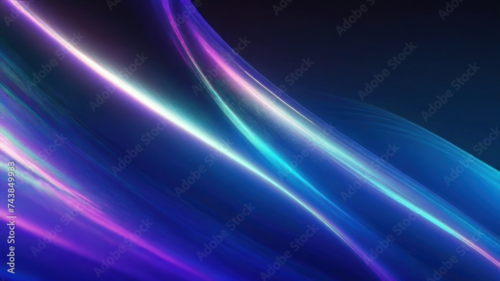 Abstract fluid  holographic iridescent neon curved wave in motion dark background. Gradient design element for banners, backgrounds, wallpapers and covers.
