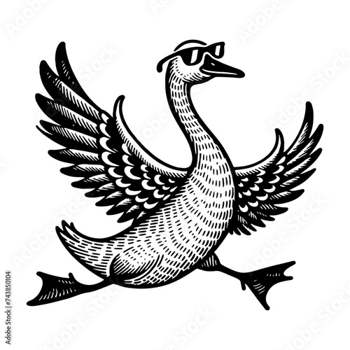 funny running goose sketch