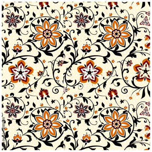 Floral Ethnic Pattern. Vintage Floral Delights A Touch of Nostalgia.spring floral pattern.wallpaper, fabric design. 