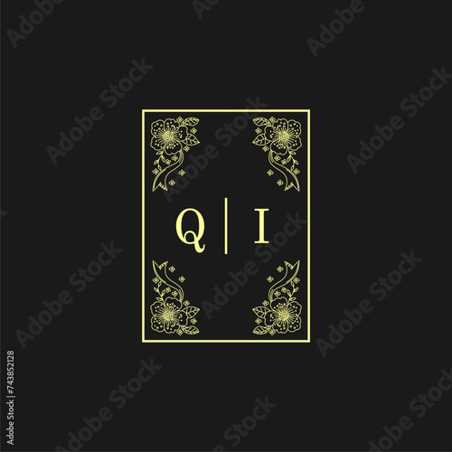 QI Initials Wedding Logo, Wedding Monogram, Luxury Wedding Logo