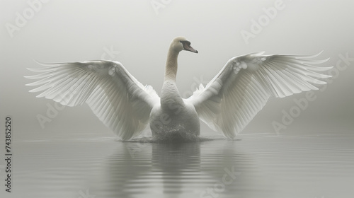 The white swan spread its wings. © Janis Smits
