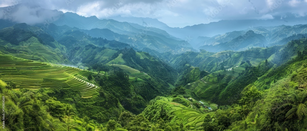 Emerald Rice The emerald-green rice terraces of Banaue, Philippines, carved into the ...