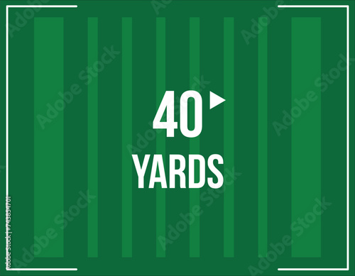 40 yards. Vector American football field measurement, unit of measurement in yards