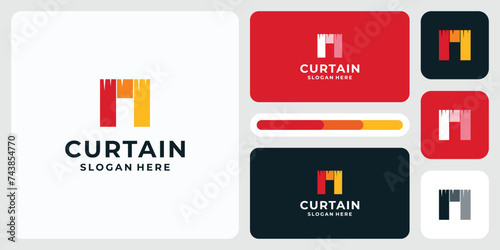 Vector logo design illustration of abstract curtain shape.
