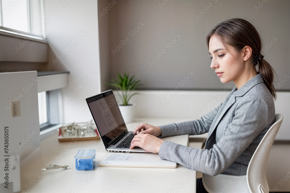 Connessioni Digitali- Una Businesswoman Impegnata nel Lavoro sul Laptop Connessioni Digitali- Una Businesswoman Impegnata nel Lavoro sul Laptop