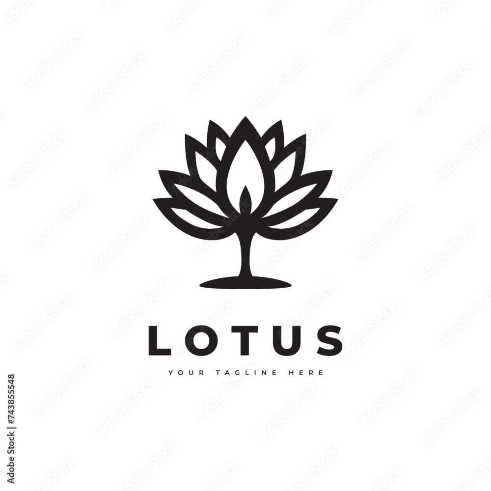 Lotus flower logo in a simple minimalist style. Suitable for beauty or yoga logos.
