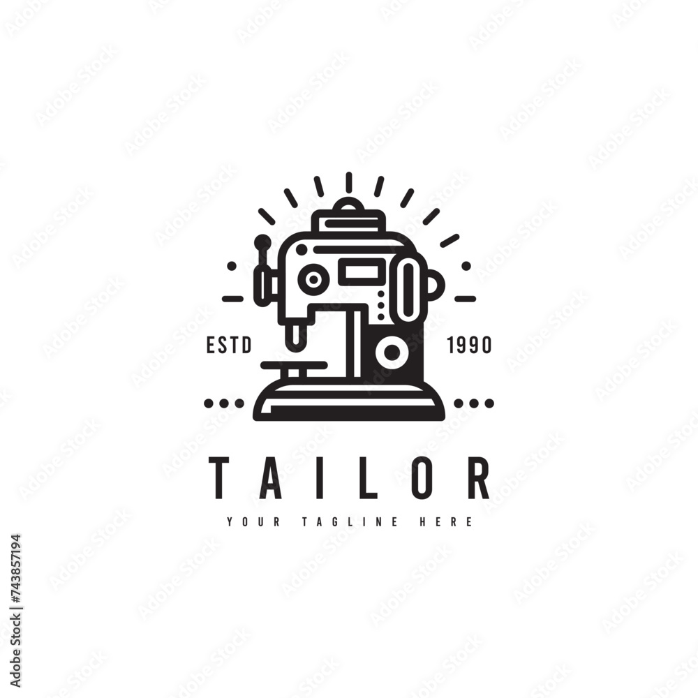 Tailor logo in a simple minimalist style. Suitable for tailor, boutique or fashion logos.