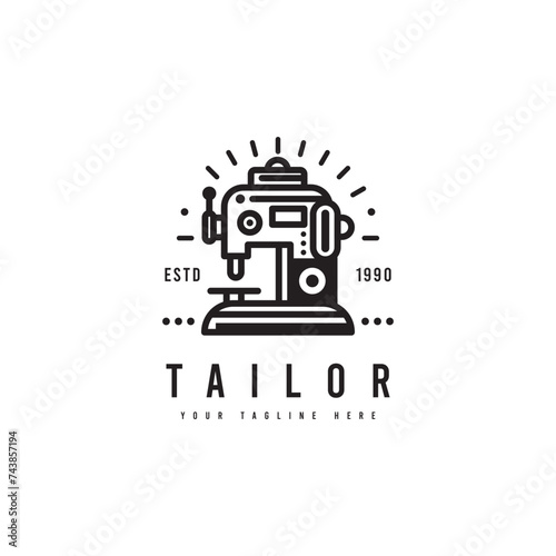Tailor logo in a simple minimalist style. Suitable for tailor, boutique or fashion logos.