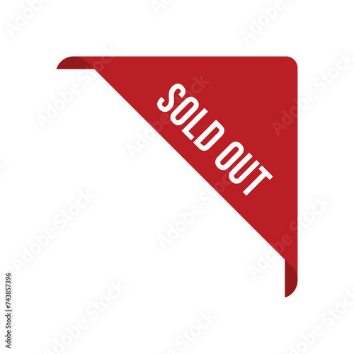 Red Corner Sold Out Ribbon Vector Design Template