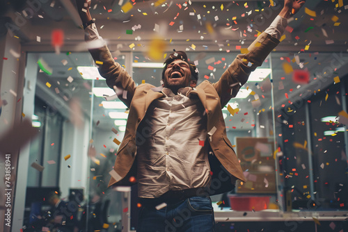 Business people celebrating success in an office