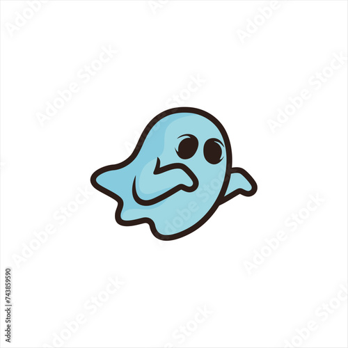 Cute Little Ghost logo Icons Flying vector