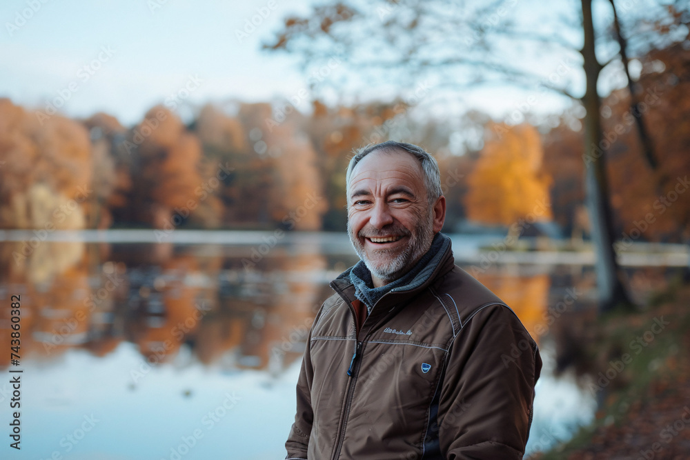 Man in his 50s who exudes happiness Man in his 50s who exudes happiness
