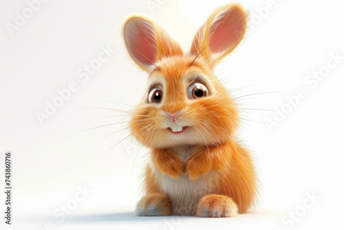 Cute rabbit with disproportionately large ears and eyes stands alert in its environment  showcasing its key features