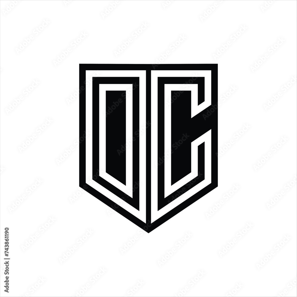 DC Letter Logo monogram shield geometric line inside shield design template DC Letter Logo monogram shield geometric line inside shield design template