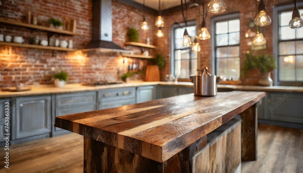 Elegant Wooden Table in Stylish Kitchen