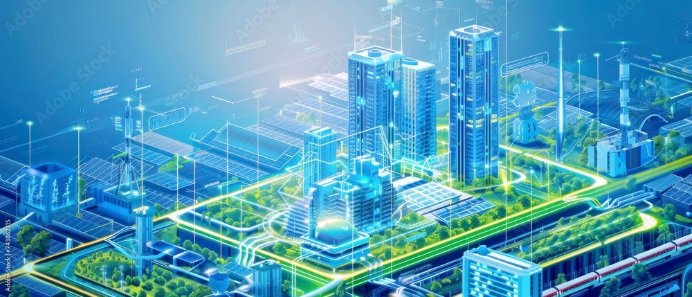 Infrastructure Development Graphic Info-graphic blueprint background of sustainable infrastructure, high ...