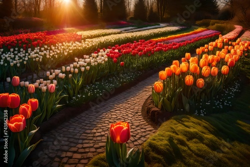 tulips in the garden #743862358