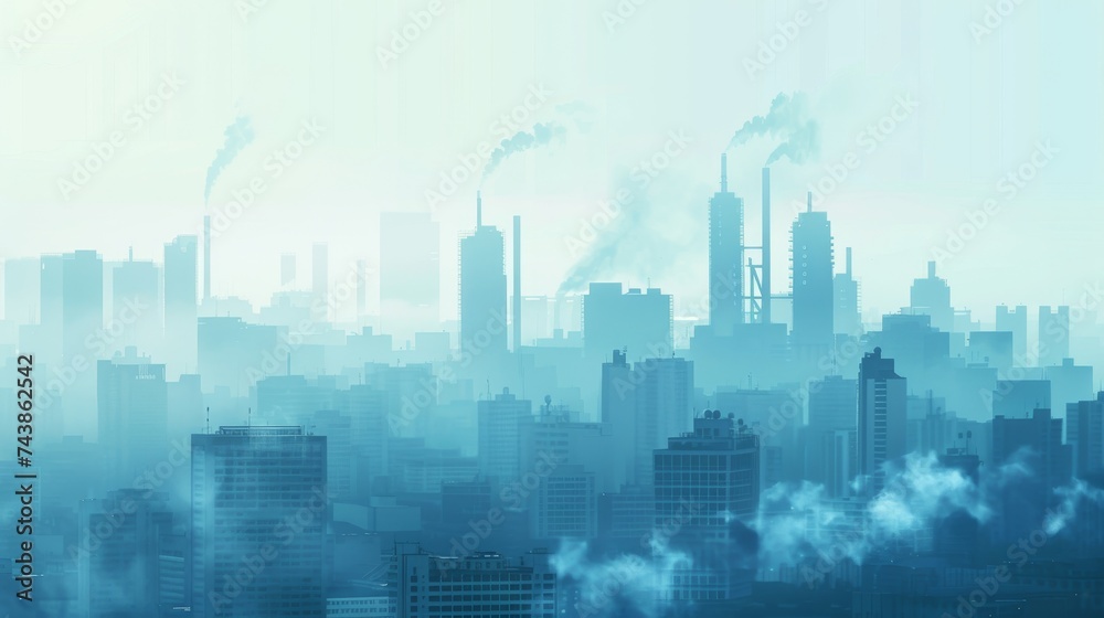 Urban air quality management concept with pollution monitoring and control strategies abstract illustration background