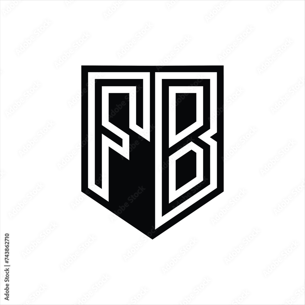 FB Letter Logo monogram shield geometric line inside shield design template