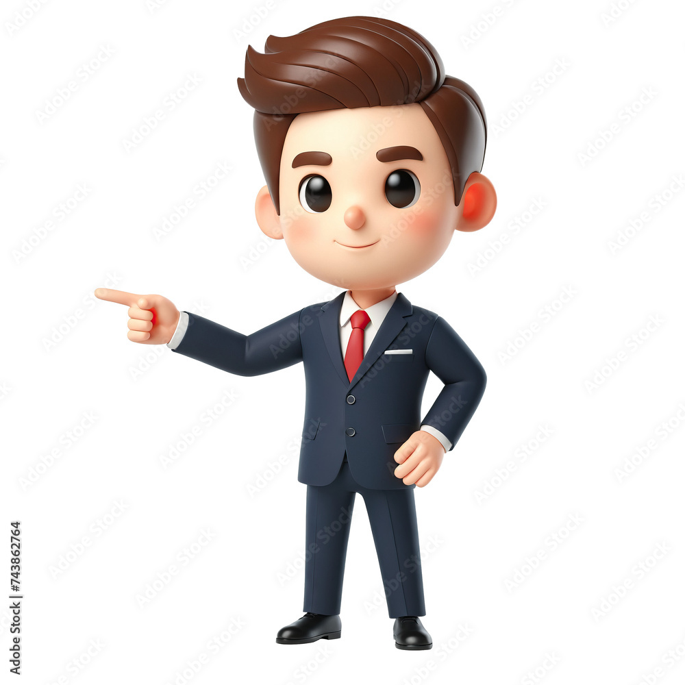 3d style cartoon businessman character pointing hand, presenting , draws attention to something, isolated on white. Transparent PNG 3d style cartoon businessman character pointing hand, presenting , draws attention to something, isolated on white. Transparent PNG
