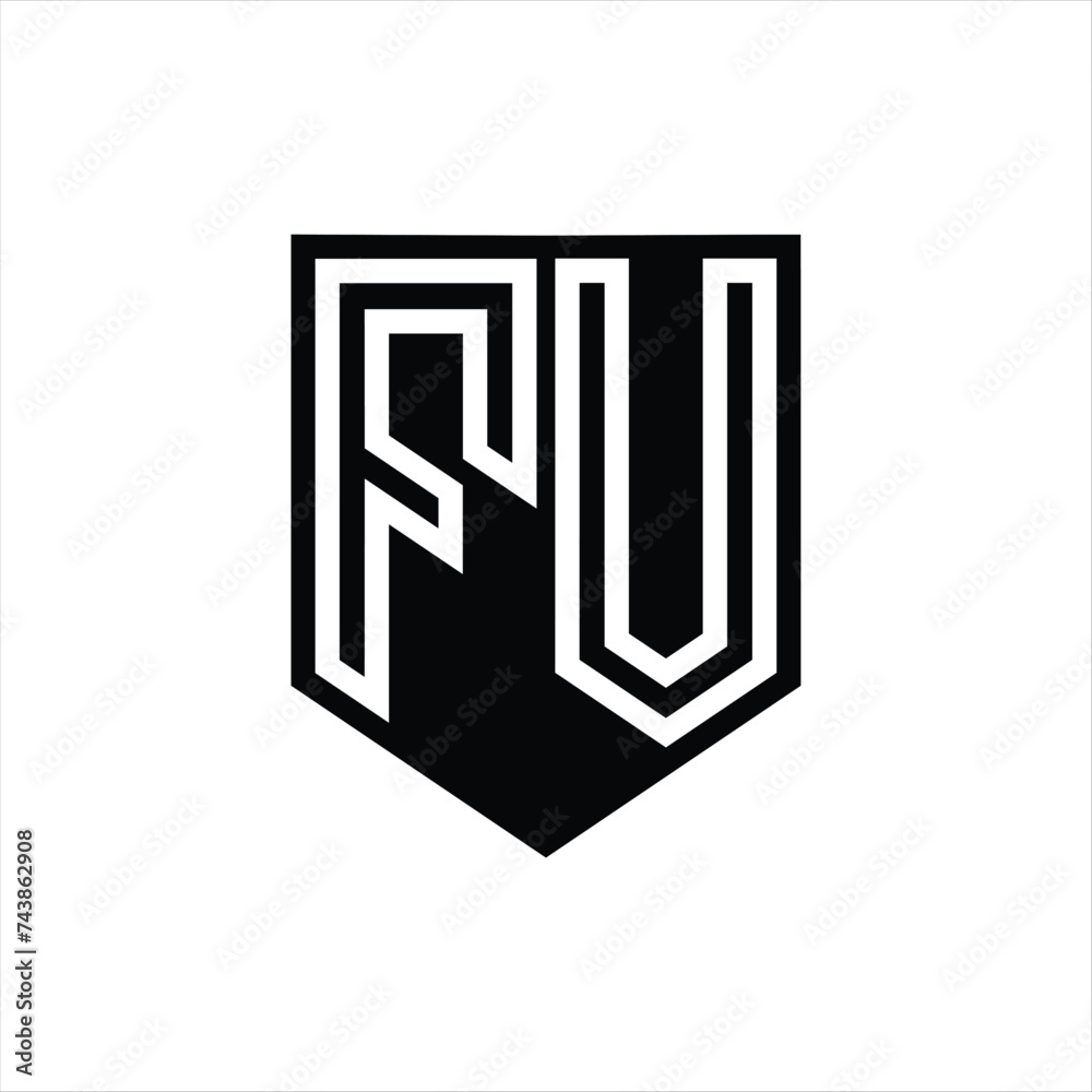 FV Letter Logo monogram shield geometric line inside shield design template FV Letter Logo monogram shield geometric line inside shield design template