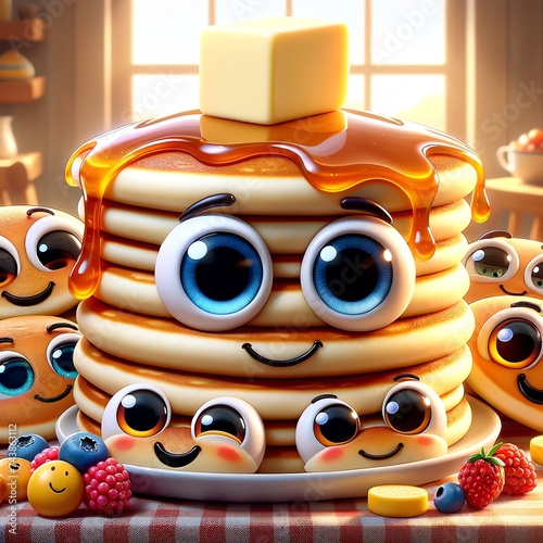 3D Pancakes Cartoon Character