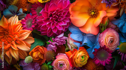 Beautiful vivid colorful mixed flower bouquet.