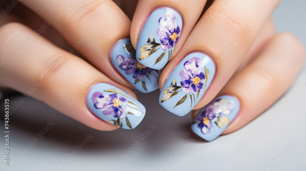 Beautiful woman's hands with spring summer floral.