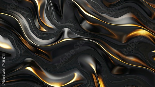 3D abstract wallpaper. Three-dimensional dark golden and black background. golden wallpaper. Black and gold background - generative ai