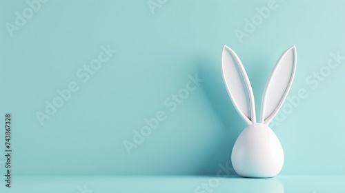 Rabbit ear on pastel blue background, Easter bunny