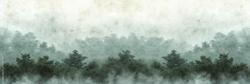 A mesmerizing painting capturing the ethereal beauty of trees standing tall amidst a dense fog in a mystical forest, evoking a sense of mystery and tranquility A mesmerizing painting capturing the ethereal beauty of trees standing tall amidst a dense fog in a mystical forest, evoking a sense of mystery and tranquility