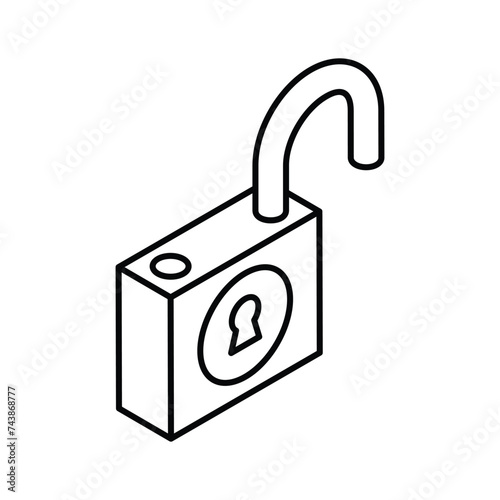 Grab this editable isometric vector of unlock, padlock unlock