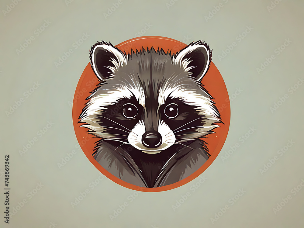 Small Racoon Logo ภาพประกอบสต็อก flat vector logo of raccoon , flat logo of raccoon ...