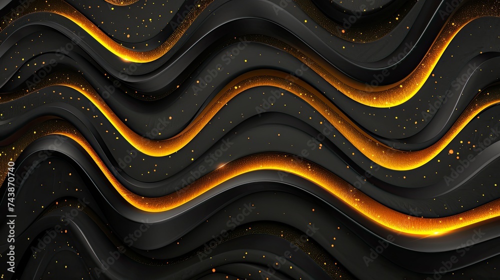 3D abstract wallpaper. Three-dimensional dark golden and black background. golden wallpaper. Black and gold background - generative ai 3D abstract wallpaper. Three-dimensional dark golden and black background. golden wallpaper. Black and gold background - generative ai