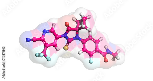 Apalutamide, prostate cancer drug, 3D molecule 4K photo