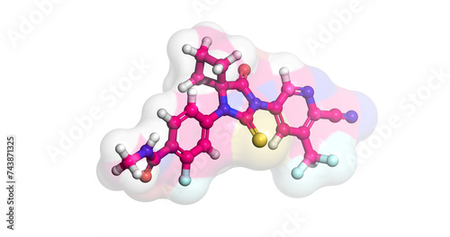 Apalutamide, prostate cancer drug, 3D molecule 4K photo
