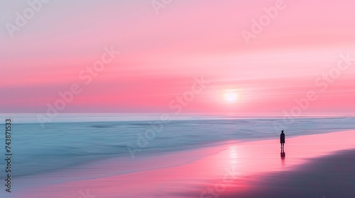 Serene Solitude: Minimalist Beach Sunset