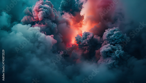 a cloud of smoke rising in the dark in the style of b photo