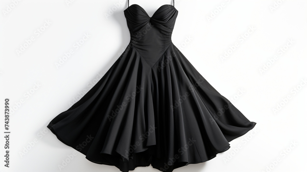 Black dress isolated on white background.