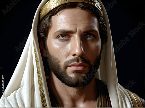 Lazarus's Awakening: Portrait of the Biblical Figure Lazarus, Reflecting Astonishment and Reverence. generative AI