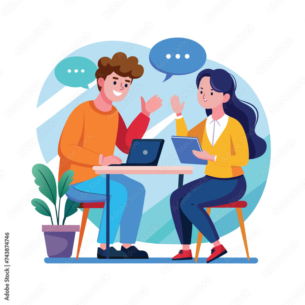 Flat Illustration Vector Of People Having a Discussion Flat Illustration Vector Of People Having a Discussion