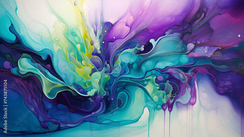 Fluid Acrylics Dance Across the Canvas, Weaving a Vibrant Narrative in Every Splash.