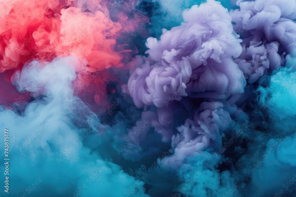 Vivid red  blue  and purple smoke and fog abstract background